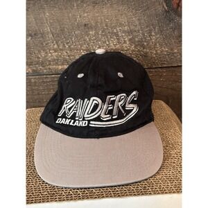VTG Oakland Raiders Hat Cap Mens‎ Black SnapBack Retro 80s 90s NFL Team Apparel